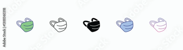 Fototapeta Surgical Mask icons set in different style vector stock 
