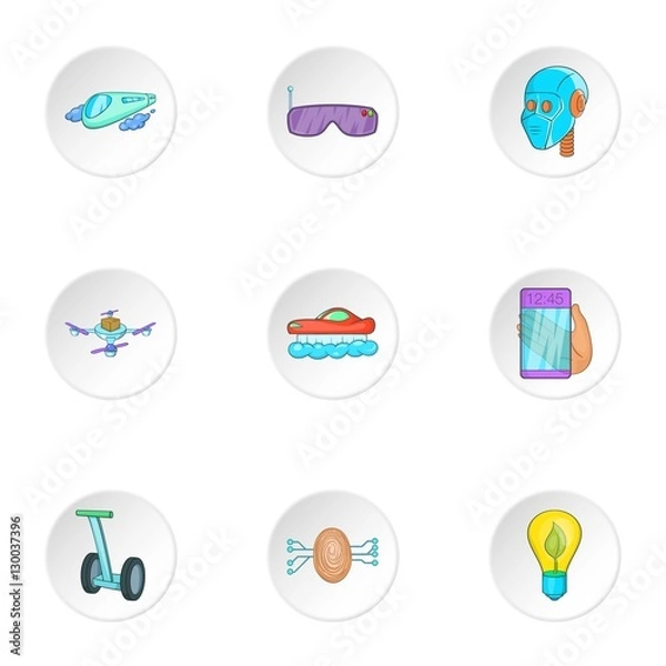 Fototapeta New feature icons set. Cartoon illustration of 9 new feature vector icons for web