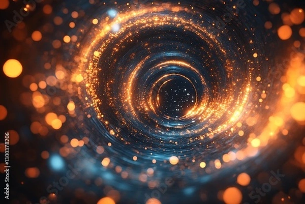 Obraz Swirling Vortex Glowing Lights in Dark Space
