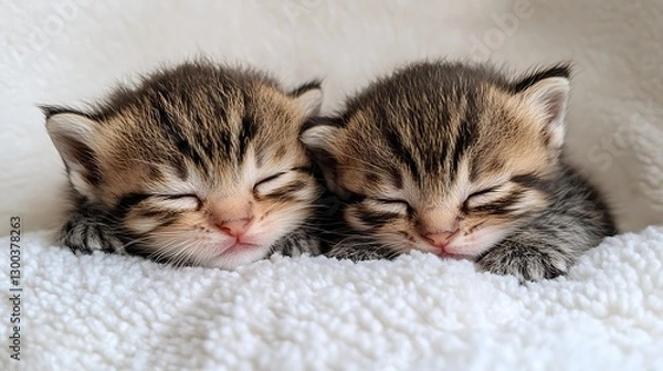 Obraz Kittens Sleeping on Blanket Background
