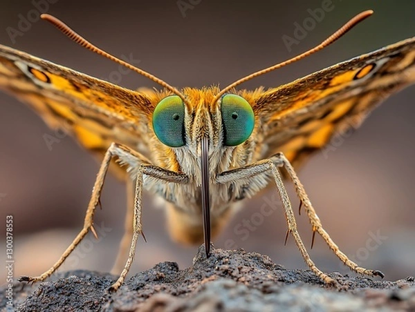Obraz Butterfly closeup on rock, natural background