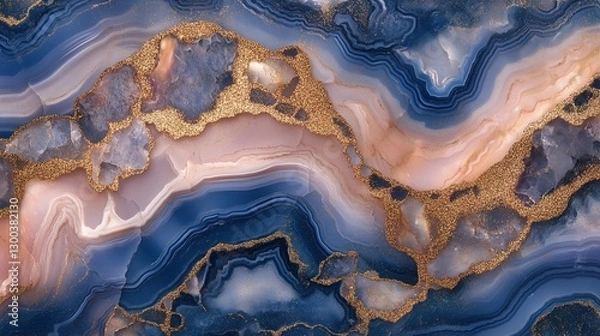 Obraz Vibrant blue and pink hues swirl in marble design.