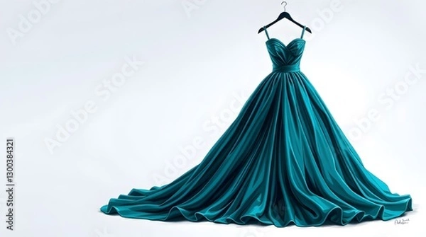 Fototapeta Elegant Turquoise Gown Hanging on Display for Fashion and Event Inspiration
