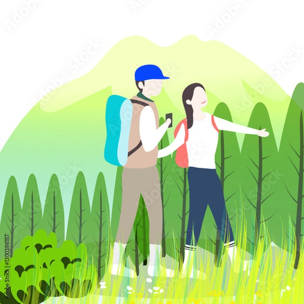Obraz 등산을 즐기는 연인