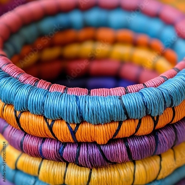Obraz Colorful bracelets stacked close-up