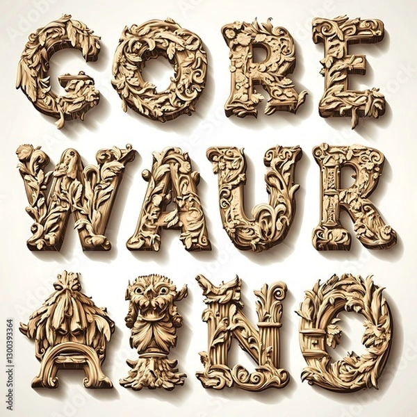 Obraz Ornate Text Displayed on Plain Surface