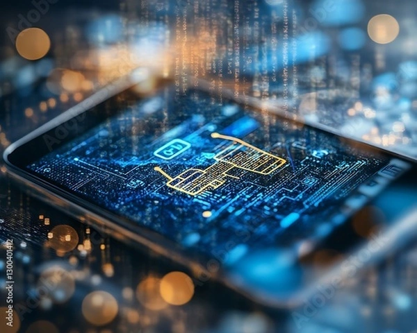 Fototapeta Tech Tablet Data Overlay