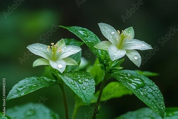 Obraz Twin flowers bloom in verdant forest