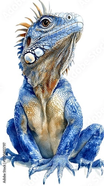 Obraz Blue Iguana Portrait Isolated on White