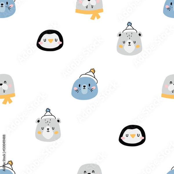 Fototapeta arctic baby animals vector pattern