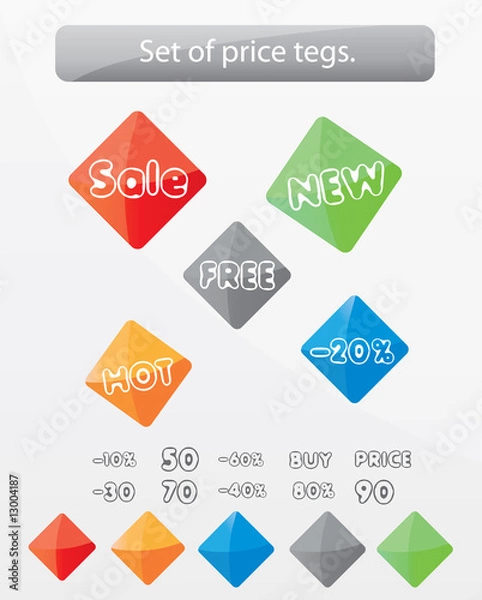 Fototapeta Set of glossy vector price tags.
