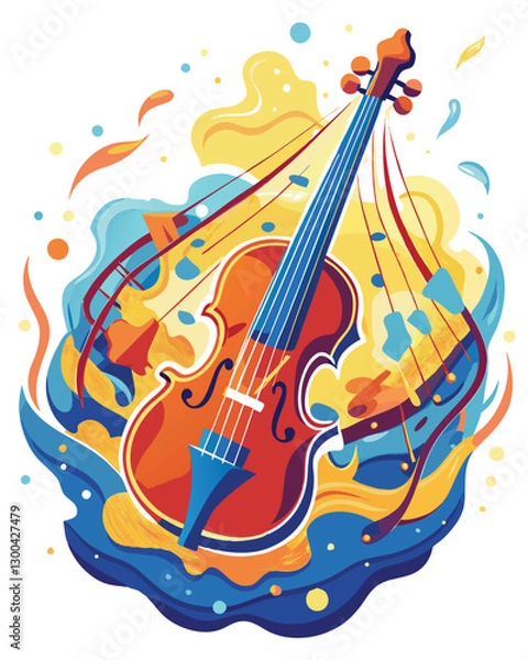 Obraz A surreal image of a violin lacking strings, yet emitting visible musical vibrations, distorting the air around it.  The focus is on the ethereal energy emanating from the silent instrument.
