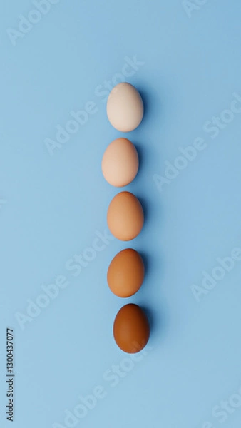 Obraz Neatly Arranged Brown Eggs on Minimalist Background, 3D rendered illustration