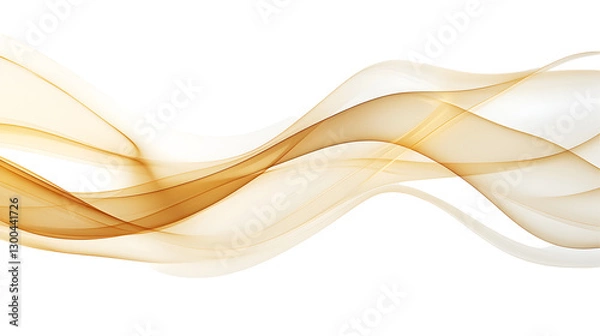 Obraz Golden smoke curve on white or transparent background