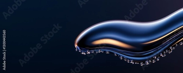 Obraz Abstract Fluid Formation with Captivating Reflections and Delicate Droplets on Dark Gradient Backdrop