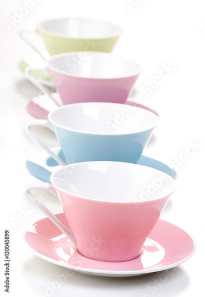 Fototapeta Close up of empty cups in a row