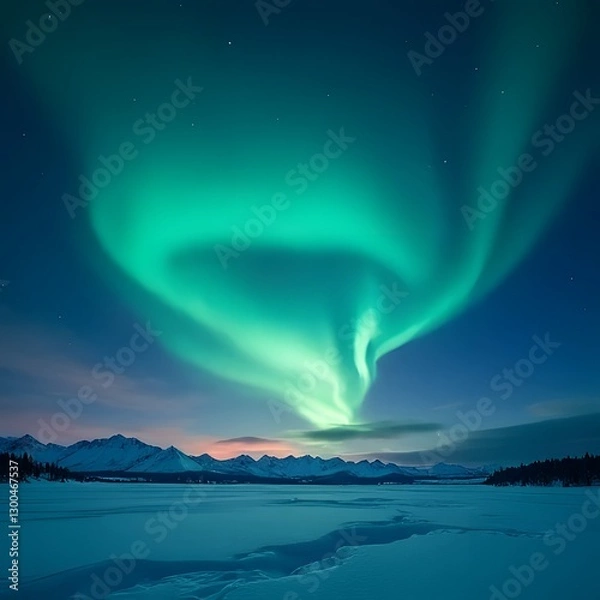 Obraz aurora borealis over the sea