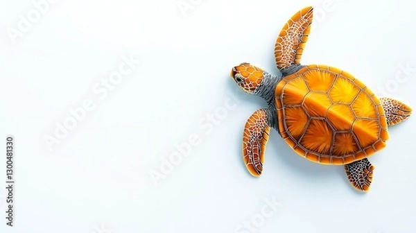 Fototapeta Amber Sea Turtle Figurine On White Background