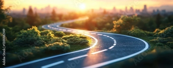 Fototapeta Execution planning roadmap illustration flat design side view goal setting theme 3D render vivid