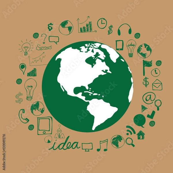 Obraz Green Concept Infographic.save world vector illustration.