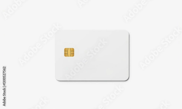 Fototapeta blank bank card mockup with gold chip on white background, ideal for showcasing designs or branding