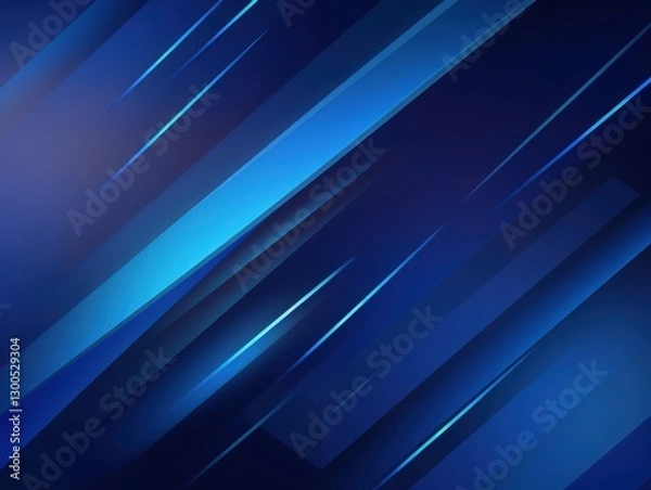 Fototapeta Abstract blue lines and shapes forming dynamic pattern, glowing, modern digital wallpaper background