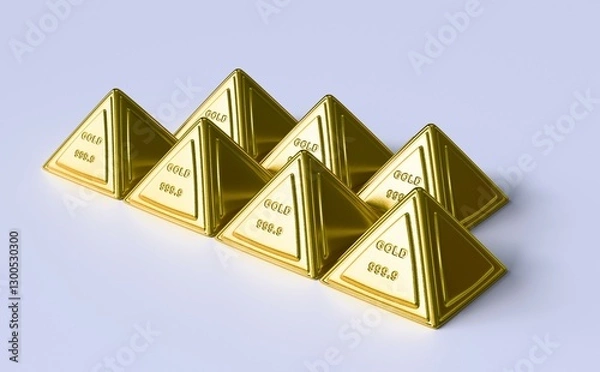 Obraz 3d render triangle shape goldbar isolated on white