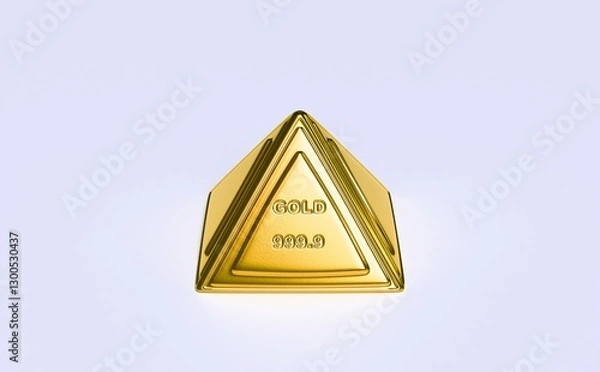 Fototapeta 3d render triangle shape goldbar isolated on white