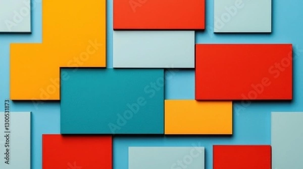 Fototapeta Blank infographics concept. Structured Geometric Abstract Infographic Background with Colorful Blocks and Shapes