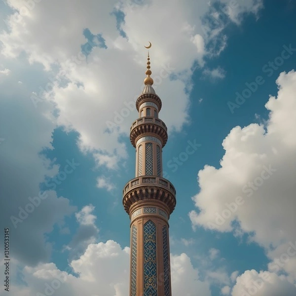 Fototapeta  "Elegant Minaret Against a Blue Sky"