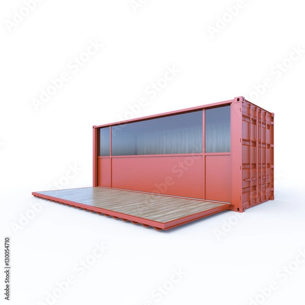 Fototapeta 3D Rendering of cargo container convertible to mobile shop.