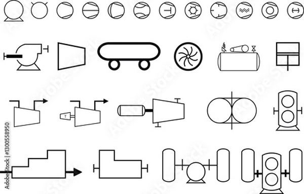 Fototapeta compressor international standard symbol piping instrumentation diagram icon set engineering