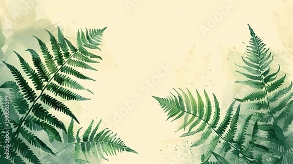 Obraz High-Quality Botanical Background Featuring a Macro Shot of Green Fern Leaves
