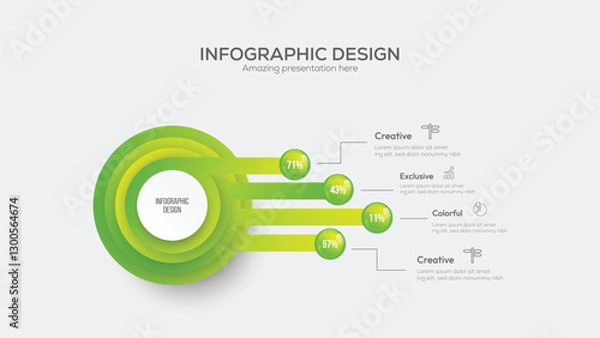 Fototapeta Business 4 option infographic presentation vector 3D colorful balls illustration. Infographic design vector and marketing icons can be used for workflow layout, diagram, annual report, web design.
