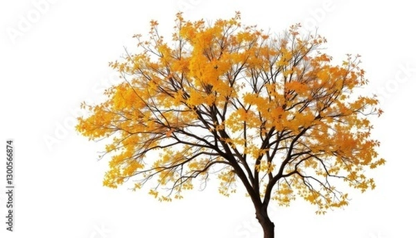 Obraz Single deciduous tree, stark branches against pure white, isolated, botany