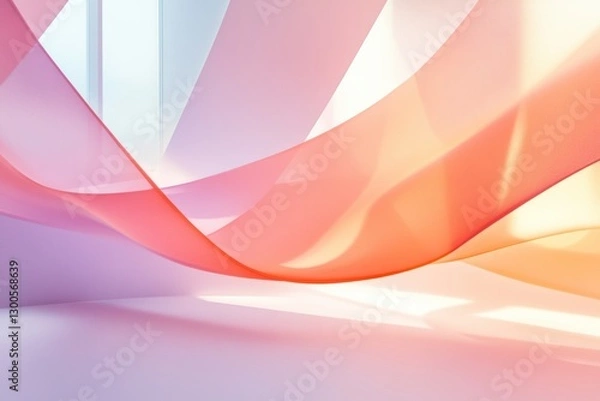 Fototapeta Soft Colorful Waves of Fabric in Gentle Light with Smooth Curves
