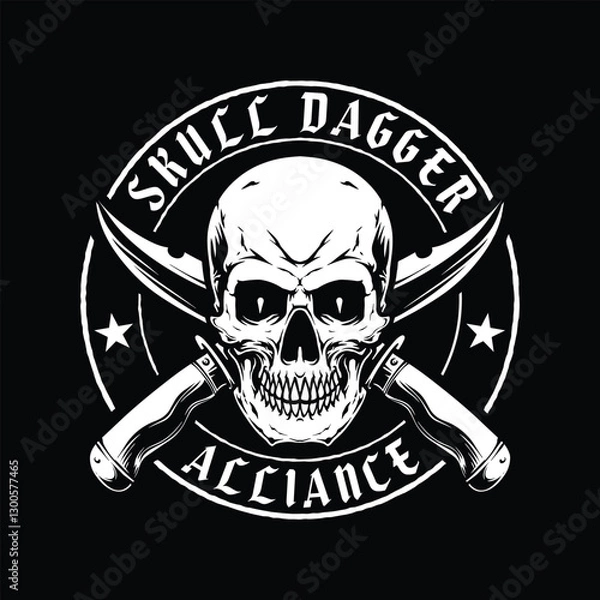 Obraz skull and dagger logo illustration