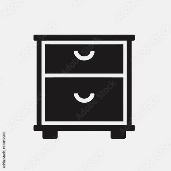 Fototapeta very simple flat and single minimalist Drawer Silhouette in black on a white background
