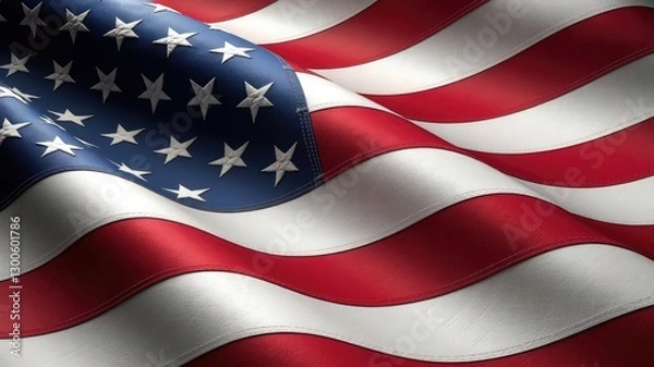 Fototapeta Dramatic Waving American Flag with Stars and Stripes Close-Up – A Symbol of U.S. Patriotism, Freedom, and Unity, Ideal for Memorial Day, Independence Day, and Celebratory Themes