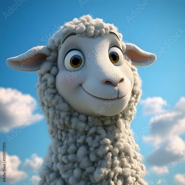 Fototapeta Cartoonishly rendered sheep