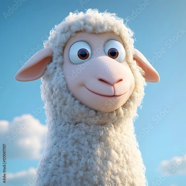 Fototapeta Cartoonishly rendered sheep
