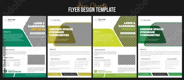 Obraz Lawn and gardening service flyer design Tree and gardening service poster leaflet lawnmower flyer template., Lawn and gardening service flyer design Tree and gardening service poster leaflet lawnmowe