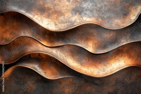 Fototapeta Metallic waves create a stunning textured wall art display in an industrial design setting