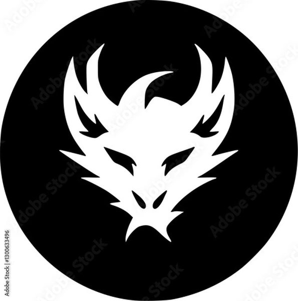Obraz Dragon - Black and White Isolated Icon - Vector illustration
