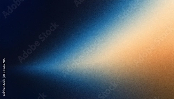 Fototapeta Dark blue beige grainy gradient background glowing light dark backdrop, noise texture effect banner header poster design