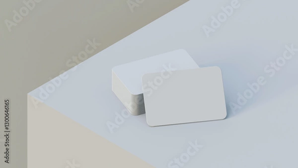 Fototapeta Business cards mockup on white background. Blank cards mock up template. Blank cards for business, gift, debit or credit card presentation. Round corner cards for mock up.
Branding identity mock up.