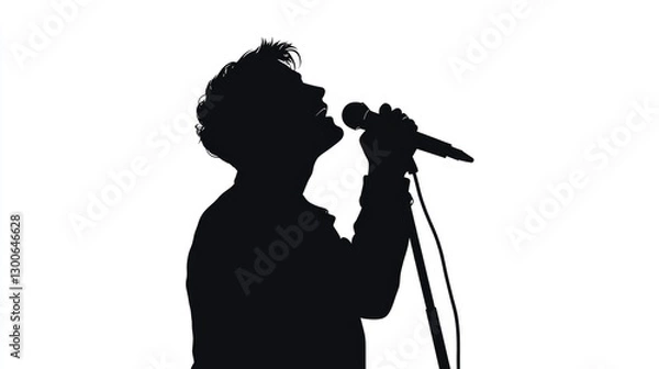 Fototapeta Silhouette of a Singer Performing on Stage