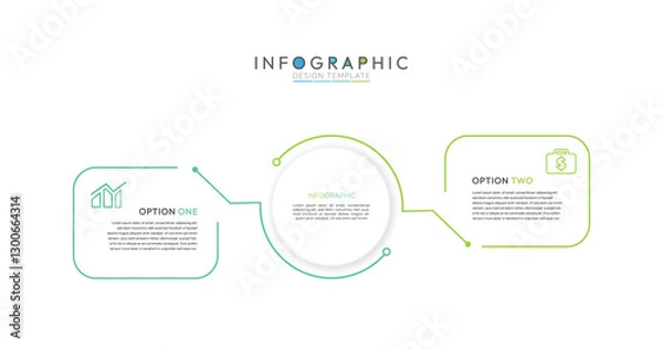 Fototapeta Thin line infographic template. Business concept with 2 options, step or process. Flat infographic design template. Modern vector illustration.