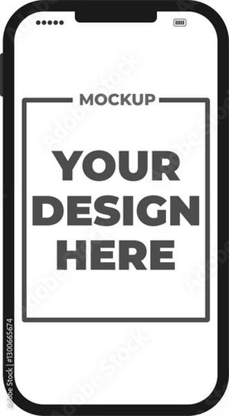 Obraz Mobile mockup, blank screen or device front view, smartphone or cellphone, flat vector or line style, mockup for ui ux app, website presentation, modern mockup high quality isolated, illustration.