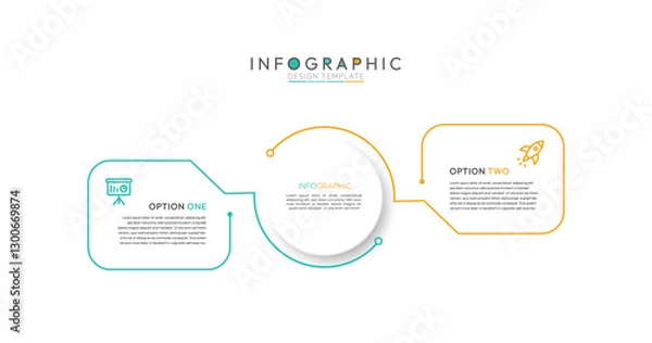 Fototapeta Thin line infographic template. Business concept with 2 options, step or process. Vector illustration. Simple flat infographic vector illustration for information analysis, presentation, report.